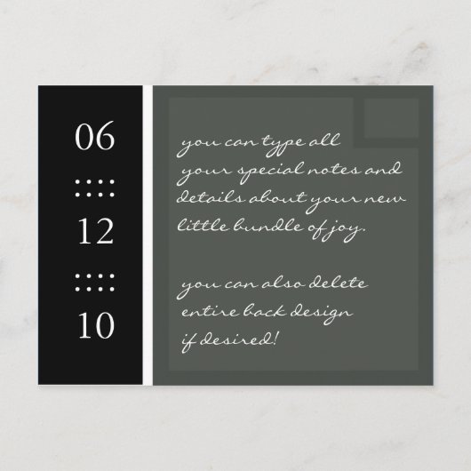 geboorteaankondiging aankondigingskaart (Achterkant)