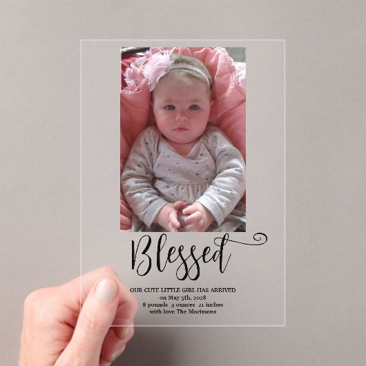 Geboorteaankondiging acryl uitnodiging (Insitu (Draagbaar))