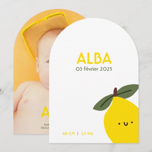 Geboorteaankondiging Alba Kaart (Voorkant / Achterkant)