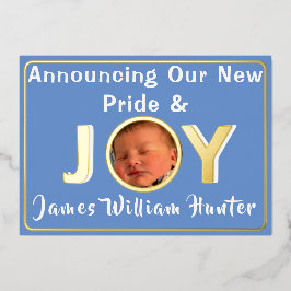 Geboorteaankondiging Baby Boy Pride & Joy Folie Uitnodiging