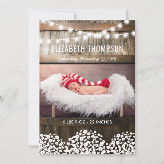 Geboorteaankondiging Baby land Sweet Rustic Aankondiging (Voorkant)