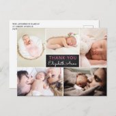 Geboorteaankondiging Bedankt Fotocollage Briefkaart (Voorkant / Achterkant)