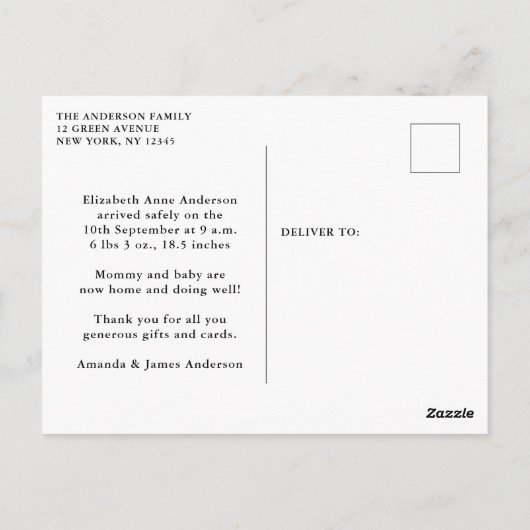 Geboorteaankondiging Bedankt Fotocollage Briefkaart (Achterkant)