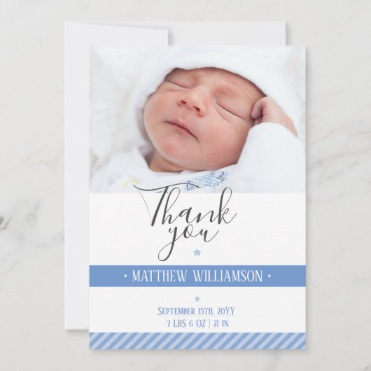 Geboorteaankondiging Bedankt Kaart Foto Sjabloon (Voorkant)