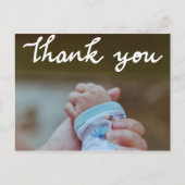 Geboorteaankondiging Bedankt Modern Script Photo Briefkaart (Voorkant)