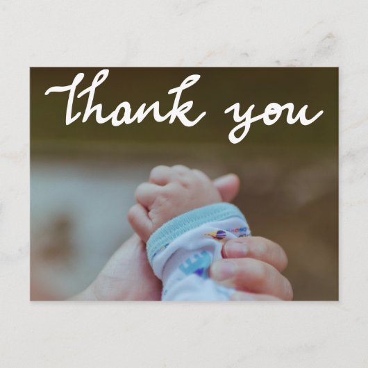 Geboorteaankondiging Bedankt Modern Script Photo Briefkaart (Voorkant)