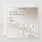 Geboorteaankondiging Beige Foto Lijst Bow Aankondiging (Achterkant)