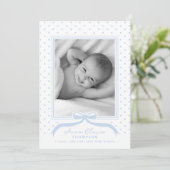 Geboorteaankondiging Bow Polka Dot Feestdagenkaart (Staand voorkant)