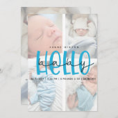 Geboorteaankondiging CAED 4 Fotocollage Kaart (Voorkant / Achterkant)
