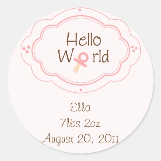 Geboorteaankondiging Cupcake Toppers/Stickers Ronde Sticker (Voorkant)