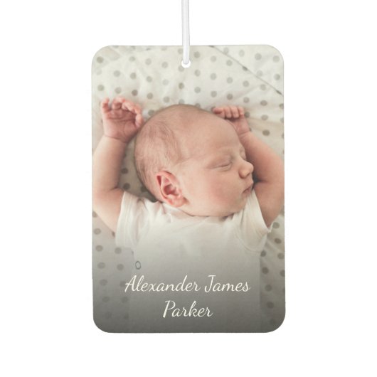 Geboorteaankondiging Custom Newborn Baby Foto Luchtverfrisser (Voorkant)