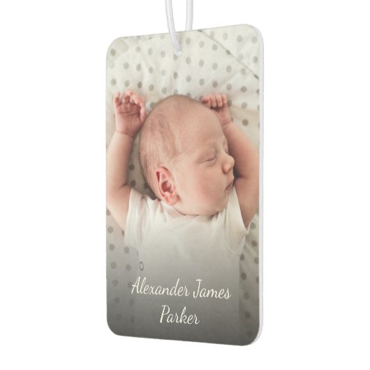Geboorteaankondiging Custom Newborn Baby Foto Luchtverfrisser (Links)