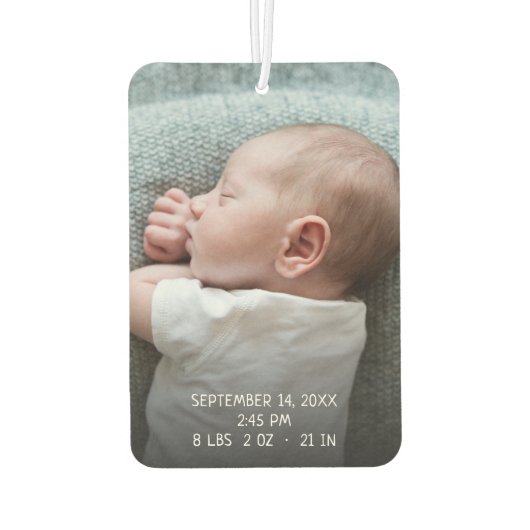 Geboorteaankondiging Custom Newborn Baby Foto Luchtverfrisser (Achterkant)