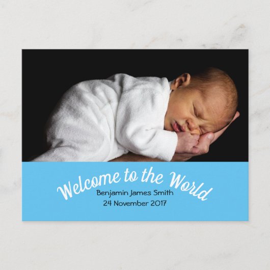 Geboorteaankondiging Custom Photo Baby Boy Briefkaart (Voorkant)