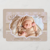 Geboorteaankondiging Damask Photo Aankondiging (Voorkant / Achterkant)