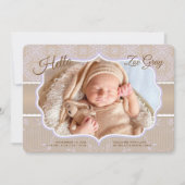 Geboorteaankondiging Damask Photo Aankondiging (Voorkant)