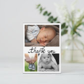 Geboorteaankondiging Dank u voor de moderne drie f Briefkaart (Staand voorkant)