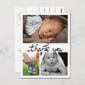 Geboorteaankondiging Dank u voor de moderne drie f Briefkaart (Voorkant / Achterkant)
