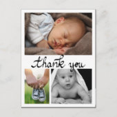 Geboorteaankondiging Dank u voor de moderne drie f Briefkaart (Voorkant)