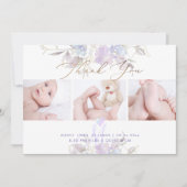 Geboorteaankondiging Douche Dank U Paarse Sweet Pe Kaart (Voorkant)