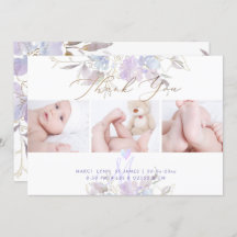 Geboorteaankondiging Douche Dank U Paarse Sweet Pe
