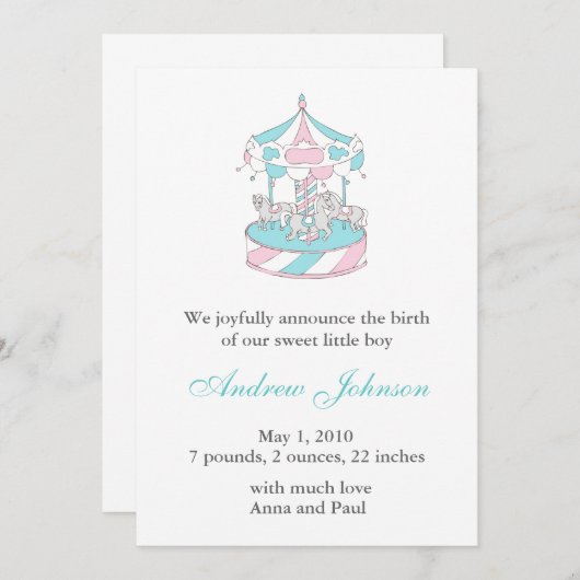 Geboorteaankondiging - Draaimolen Aankondiging (Voorkant / Achterkant)