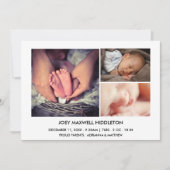 Geboorteaankondiging Drie foto's Pasgeborene Aankondiging (Voorkant)