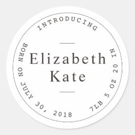 Geboorteaankondiging Eenvoudige stempel ontwerp St Ronde Sticker