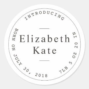 Geboorteaankondiging Eenvoudige stempel ontwerp St Ronde Sticker