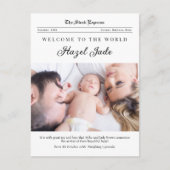 Geboorteaankondiging familiekrant briefkaart (Voorkant)