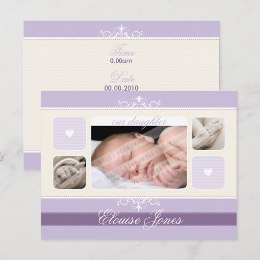 GEBOORTEAANKONDIGING:: Floriish1 - meisje Aankondigingskaart (Voorkant / Achterkant)