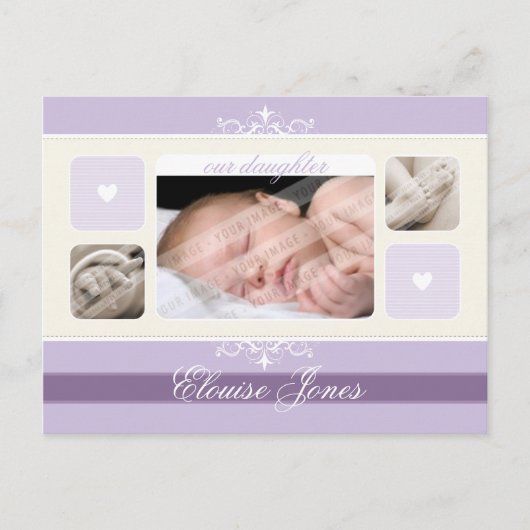 GEBOORTEAANKONDIGING:: Floriish1 - meisje Aankondigingskaart (Voorkant)