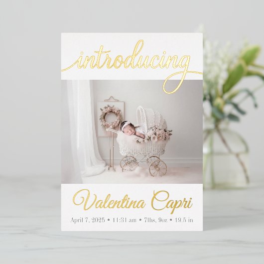 Geboorteaankondiging Folie Uitnodiging (Staand Voorkant)