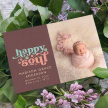Geboorteaankondiging Foto Ansichtkaart | Happy Sou