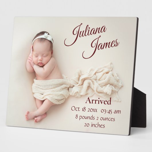 Geboorteaankondiging Foto Babyherinnering Souvenir Fotoplaat (Zijkant)