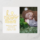 Geboorteaankondiging Foto Collage | Ik ben nieuw h Folie Uitnodiging Briefkaart (Voorkant)