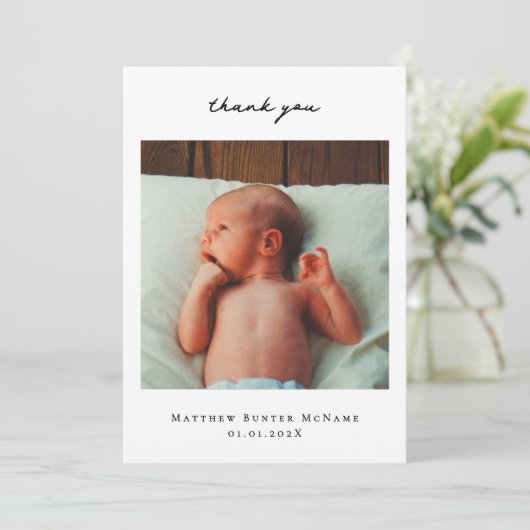 Geboorteaankondiging Foto Dank u kaart (Staand voorkant)