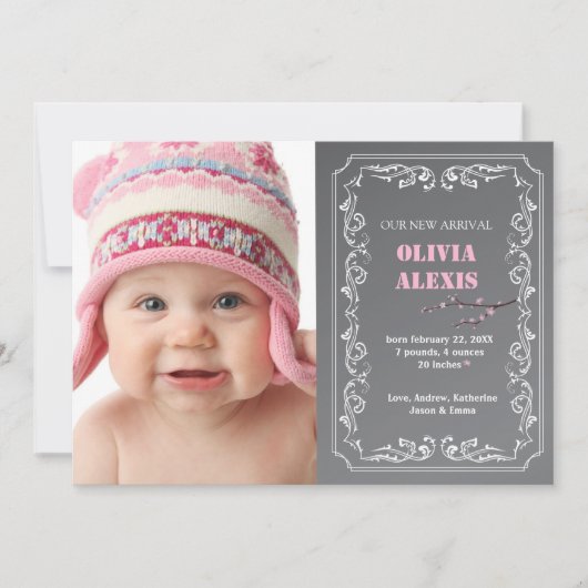 Geboorteaankondiging Foto Krijtbord Aankondiging (Voorkant)