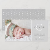GEBOORTEAANKONDIGING FOTO lief nieuw baby grijs Aankondiging (Voorkant / Achterkant)
