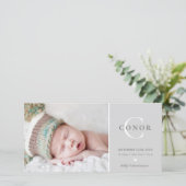 GEBOORTEAANKONDIGING FOTO lief nieuw baby grijs Aankondiging (Staand voorkant)