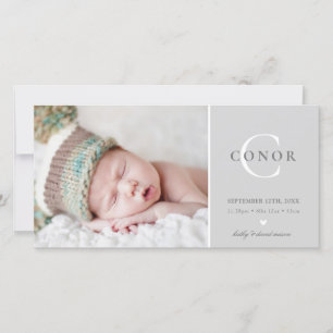 GEBOORTEAANKONDIGING FOTO lief nieuw baby grijs Aankondiging