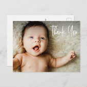 Geboorteaankondiging Fotohandlettering Dank u Briefkaart (Voorkant / Achterkant)