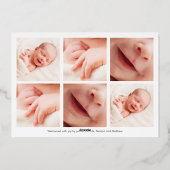 Geboorteaankondiging Fotokaart Roze Rozen en Folie Folie Uitnodiging (Achterkant)