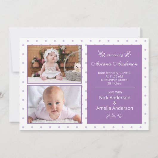 Geboorteaankondiging Fotokaart Sjabloon (Achterkant)