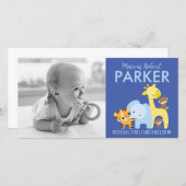 Geboorteaankondiging Fotokaarten (Blauw) Aankondiging (Voorkant / Achterkant)