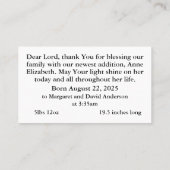 Geboorteaankondiging Gebed Kaart Contactkaartje (Achterkant)