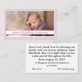 Geboorteaankondiging Gebed Kaart Contactkaartje