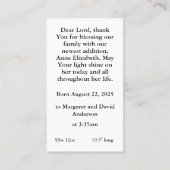 Geboorteaankondiging Gebed Kaart Contactkaartje (Achterkant)