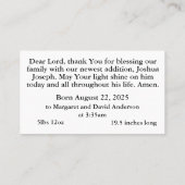 Geboorteaankondiging Gebed Kaart Contactkaartje (Achterkant)