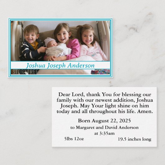 Geboorteaankondiging Gebed Kaart Contactkaartje (Voorkant / Achterkant)